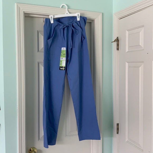 Unisex Drawstring Scrub Pants Light Blue - Picture 1 of 5